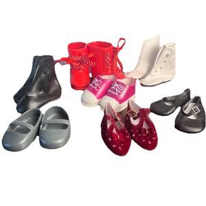 18" Doll Shoes Lot Rain Boots - Mary Janes - Sneakers -Faux Leather Lot 7 pairs